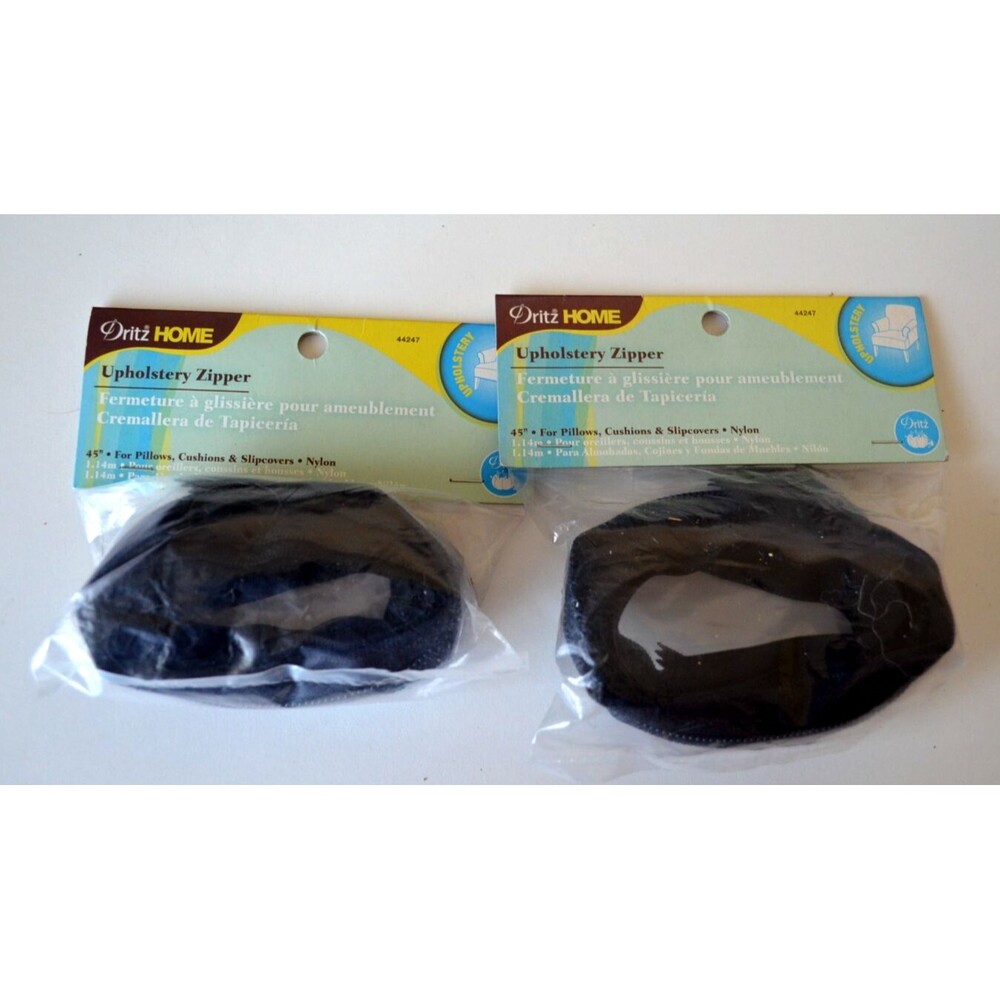 Dritz Home Upholstery Zipper 45” Black Lot of 2  For Pillows Cushions